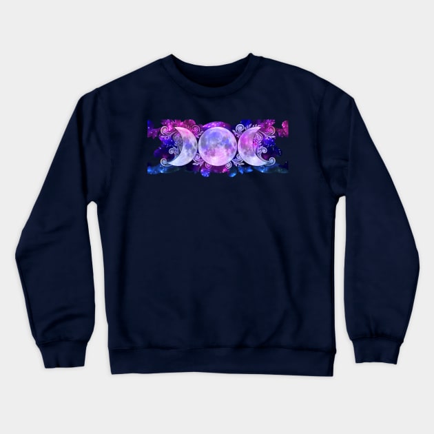 Triple Goddess Moons and Stars Crewneck Sweatshirt by tracydixon